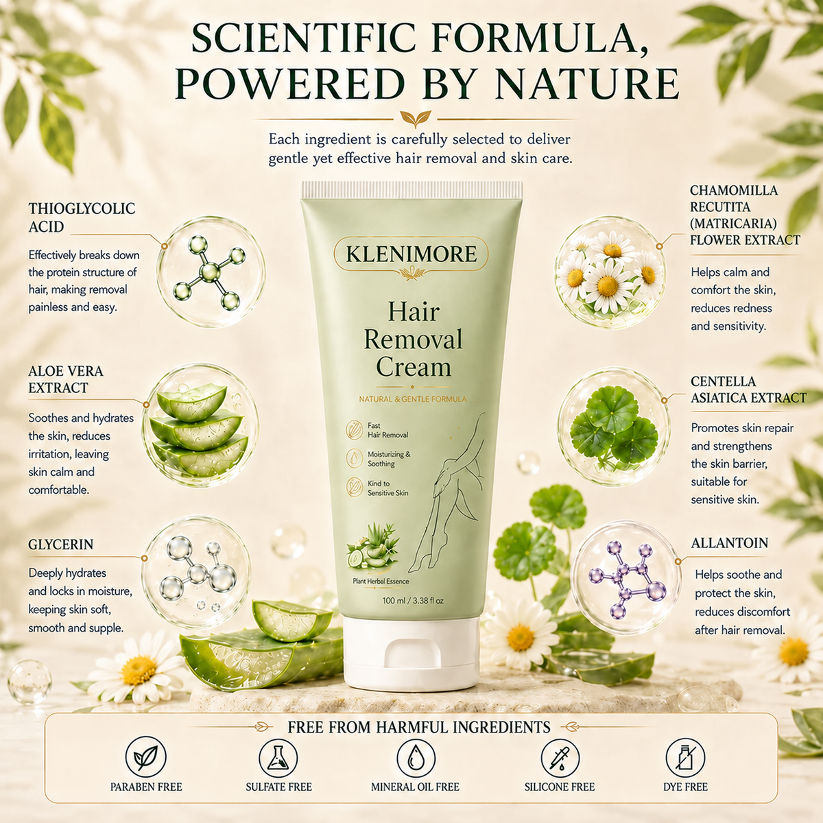 KLENIMORE Hair Removal Cream for All Women & Men